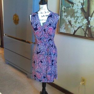 Banana Republic Navy Blue & Orange Wrap Dress